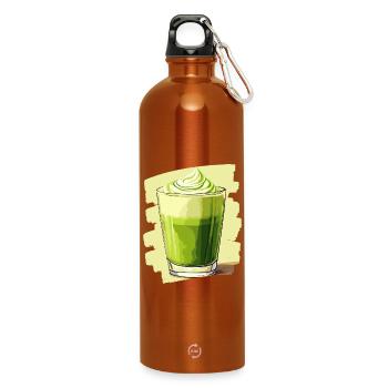 Matcha Latte Liebhaber Grüntee - Trinkflasche mit Karabiner 750 ml - Orange - Vorne