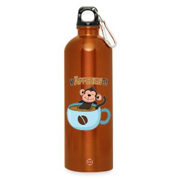 Kaffeepause mit Affe - Trinkflasche mit Karabiner 750 ml - Orange - Vorne