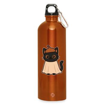 Kitten with acorn hat - Water Bottle with carabiner 750 ml - burnt orange - Front