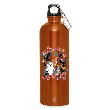 Kids Retro Halloween Ghost Ghost - Water Bottle with carabiner 750 ml - burnt orange - Front