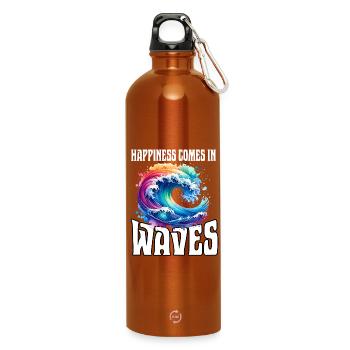 Le bonheur vient par vagues - Gourde en inox avec mousqueton 750 ml - orange - Devant