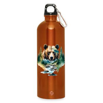 Watercolor Forest Bear - Water Bottle with carabiner 750 ml - burnt orange - Front