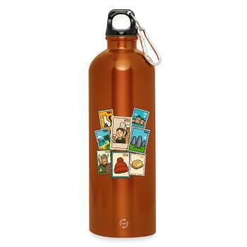 Timbres Bretons Bretagne Fierté BZH Histoire - Gourde en inox avec mousqueton 750 ml - orange - Devant