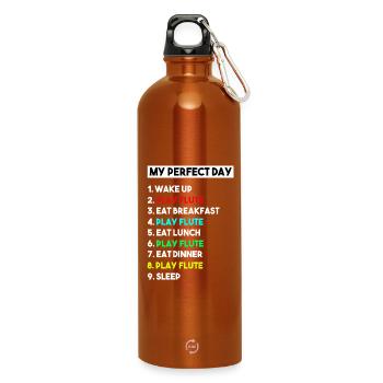 Mon jour parfait joue de la flûte, musicien flûtiste drôle, - Gourde en inox avec mousqueton 750 ml - orange - Devant