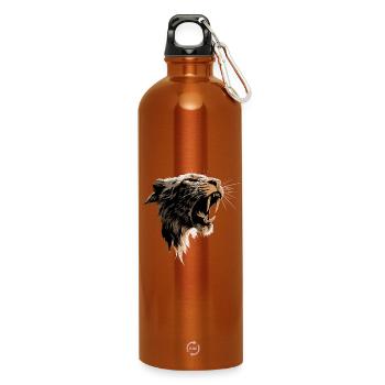 Säbelzahntiger Smilodon Raubkatze Säbelzahn Tiger - Trinkflasche mit Karabiner 750 ml - Orange - Vorne