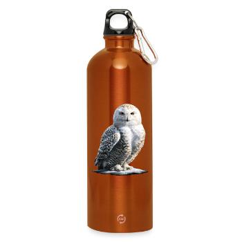 Snowy Owl White Owl Owl Owl Owl Snow Owl - Water Bottle with carabiner 750 ml - burnt orange - Front
