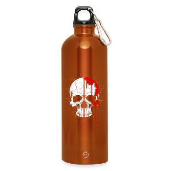 Geteilter Totenkopf mit roter Farbe - Trinkflasche mit Karabiner 750 ml - Orange - Vorne