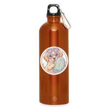 Hündchen mit Herzbrille und Osterei - Trinkflasche mit Karabiner 750 ml - Orange - Vorne