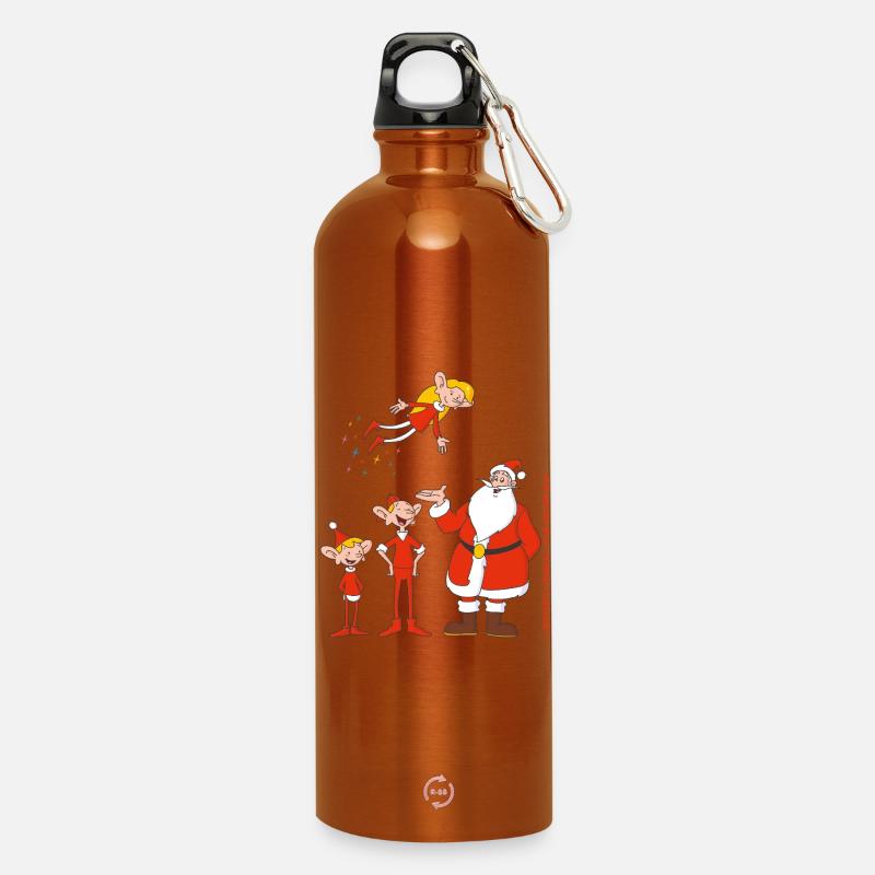 Weihnachtsmann & Co. KG Weihnachtsmann Mit Elfen - Trinkflasche mit Karabiner 750 ml - Orange