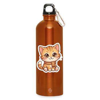 Chaton orange douillet en écharpe - Gourde en inox avec mousqueton 750 ml - orange - Devant