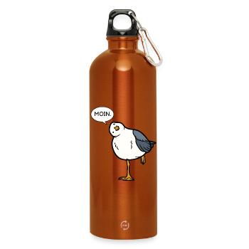 Moin Möwe – salutation nord-allemande avec humour - Gourde en inox avec mousqueton 750 ml - orange - Devant