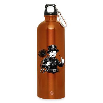 Fröhlicher Schornsteinfeger Cartoon - Trinkflasche mit Karabiner 750 ml - Orange - Vorne