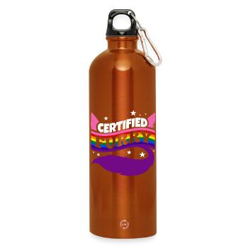 Certified furry - Water Bottle with carabiner 750 ml - burnt orange - Front