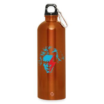 Blaues Beethoven-Gesicht mit rotem Blitz - Trinkflasche mit Karabiner 750 ml - Orange - Vorne