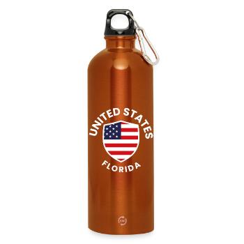 Patriotic US Shield Flag - Water Bottle with carabiner 750 ml - burnt orange - Front