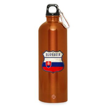 Slowakei Flaggen Wappen Design - Trinkflasche mit Karabiner 750 ml - Orange - Vorne