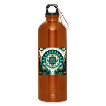 Mandala de la forêt Aurore Sarcelle verte - Gourde en inox avec mousqueton 750 ml - orange - Devant