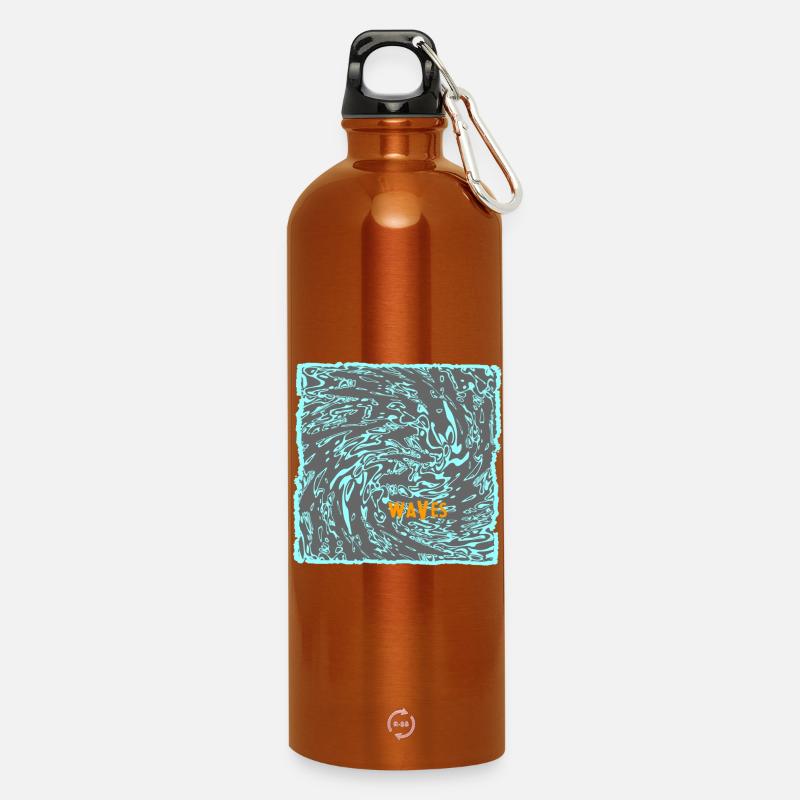 Wave flow neon pattern surf - Water Bottle with carabiner 750 ml - burnt orange