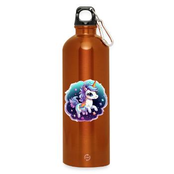 Cosmic Unicorn with Scarf - Water Bottle with carabiner 750 ml - burnt orange - Front