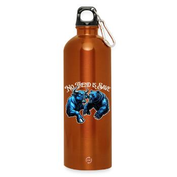 Stier vs Bär im Trend - Trinkflasche mit Karabiner 750 ml - Orange - Vorne