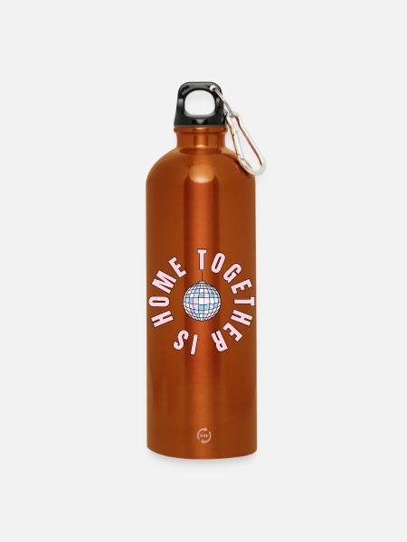 La maison, c’est là où nous sommes ensemble - boule disco - Gourde en inox avec mousqueton 750 ml - orange