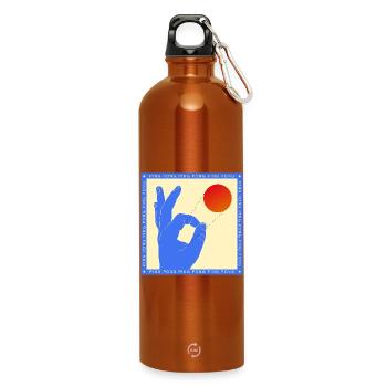 Retro Pop Art Ping Pong Flick Graphic - Water Bottle with carabiner 750 ml - burnt orange - Front