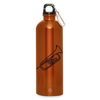 Flugelhorn Sketch Gift for Musician - Water Bottle with carabiner 750 ml - burnt orange - Front