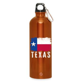 Drapeau de l’État du Texas vieilli Vintage Texas, USA - Gourde en inox avec mousqueton 750 ml - orange - Devant
