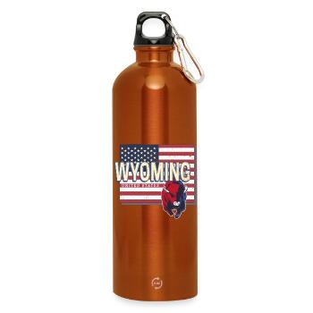 Wyoming United States Retro Map USA - Water Bottle with carabiner 750 ml - burnt orange - Front