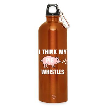 I think my pig whistles - Water Bottle with carabiner 750 ml - burnt orange - Front