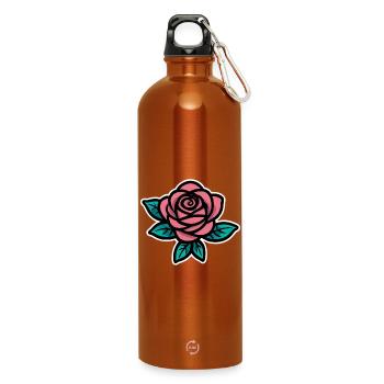 Pink Rose Tattoo Konturkunst - Trinkflasche mit Karabiner 750 ml - Orange - Vorne