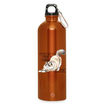 Cream Cat Stretch Illustration - Trinkflasche mit Karabiner 750 ml - Orange - Vorne
