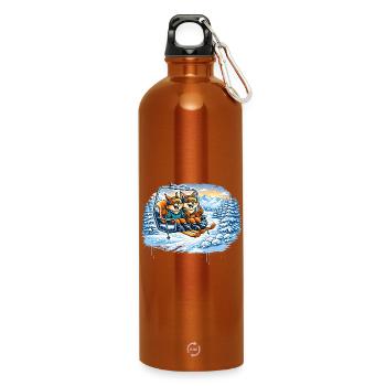 Eichhörnchen & Fuchs im Skilift – Winterspaß - Trinkflasche mit Karabiner 750 ml - Orange - Vorne
