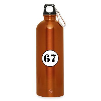 NUMBER 67 sixty seven birthday gift - Water Bottle with carabiner 750 ml - burnt orange - Front