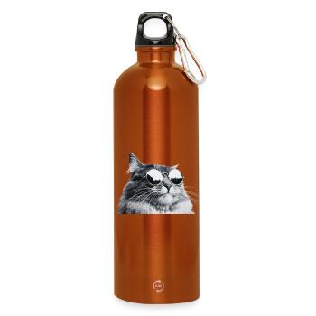 Chat gris avec lunettes de soleil Portrait - Gourde en inox avec mousqueton 750 ml - orange - Devant