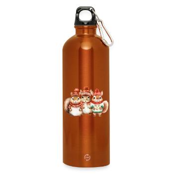 Winterliches Eichhörchen-Trio - Trinkflasche mit Karabiner 750 ml - Orange - Vorne