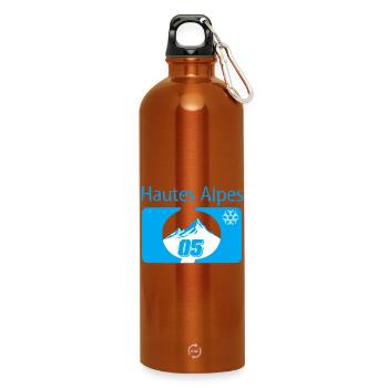 Mountains and Snowflakes Winter High Alps - Water Bottle with carabiner 750 ml - burnt orange - Front