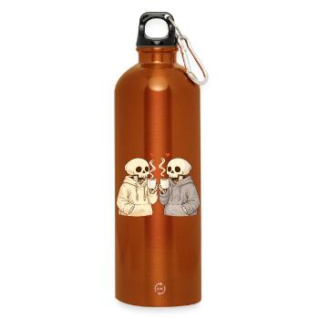 Cozy Skeleton Couple with Cups – Warm Moments - Water Bottle with carabiner 750 ml - burnt orange - Front