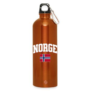 Norway Football Lover Retro Sports Design - Water Bottle with carabiner 750 ml - burnt orange - Front