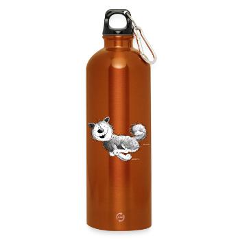 Flotter Siberian Husky Schlittenhund Hund - Trinkflasche mit Karabiner 750 ml - Orange - Vorne