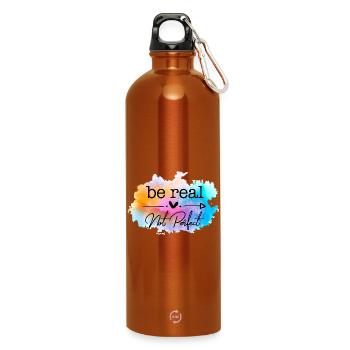 Be Real Not Perfect Aquarell Zitat - Trinkflasche mit Karabiner 750 ml - Orange - Vorne
