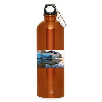 Urbane Reflexionen – Blaues Graffiti - Trinkflasche mit Karabiner 750 ml - Orange - Vorne