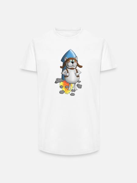 Nouveau départ - Rocket - Comic - T-shirt coupe longue homme - blanc