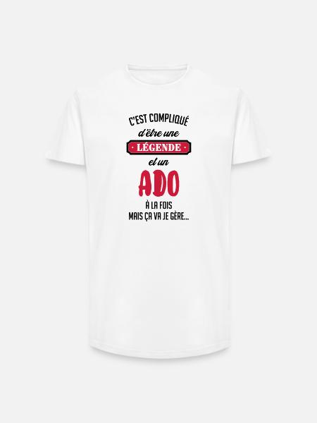 adolescent / enfant / ado / adolescente - T-shirt coupe longue homme - blanc