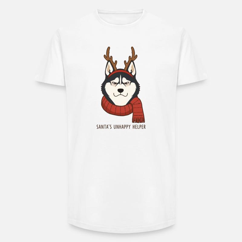 Grumpy Husky – Santa’s Unhappy Helper - Long Fit Männer T-Shirt - Weiß