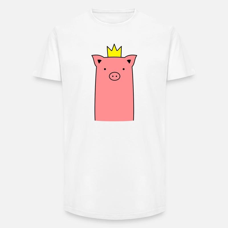 Sau Ferkel Schweinchen mit Krone Geschenk - Long Fit Männer T-Shirt - Weiß