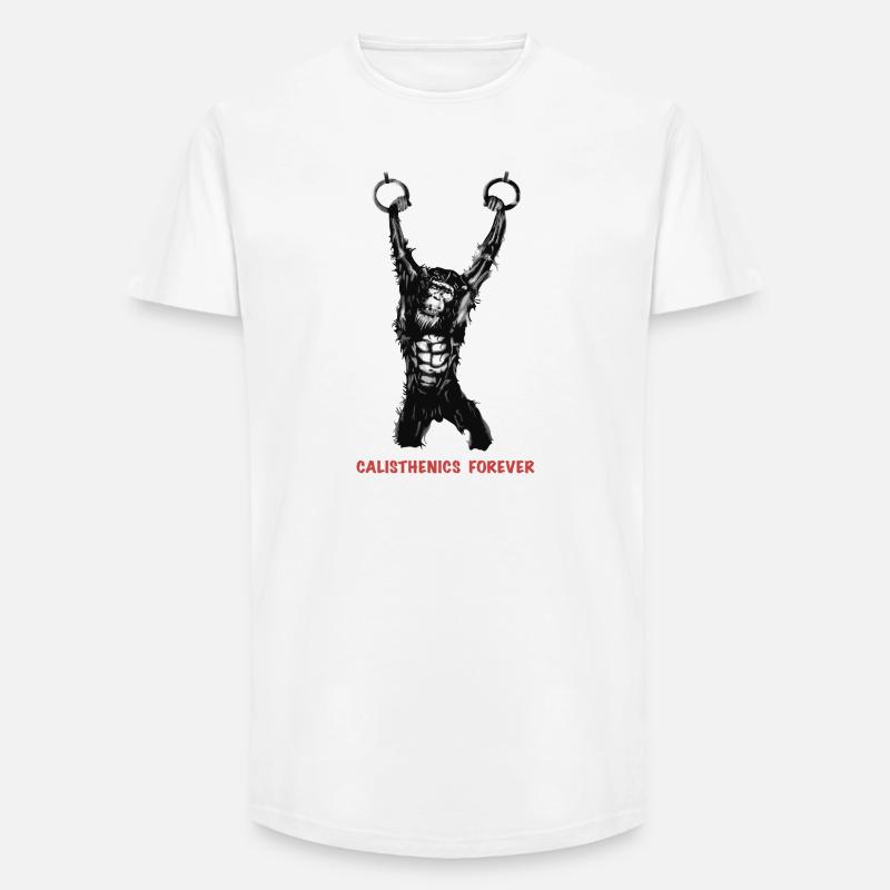 Calisthenics Evolution - Gymnastikringe - Long Fit Männer T-Shirt - Weiß