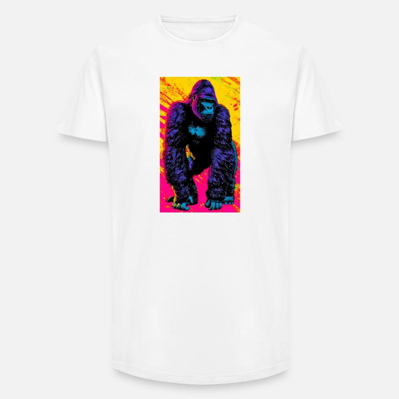 Gorilla - Long Fit Männer T-Shirt - Weiß