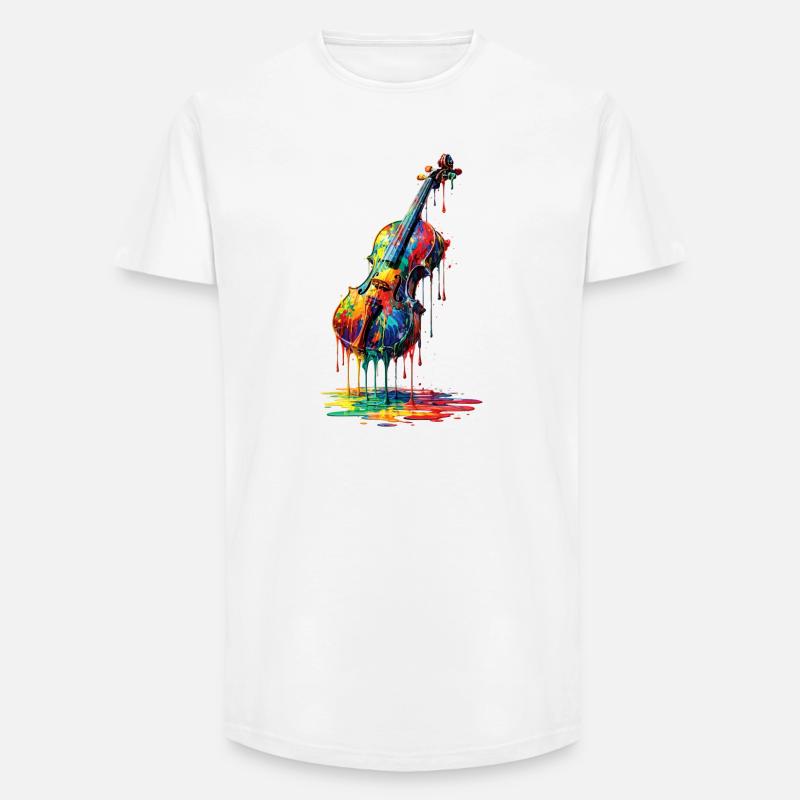Violin with dripping paint - Long Fit Men's T-Shirt - white