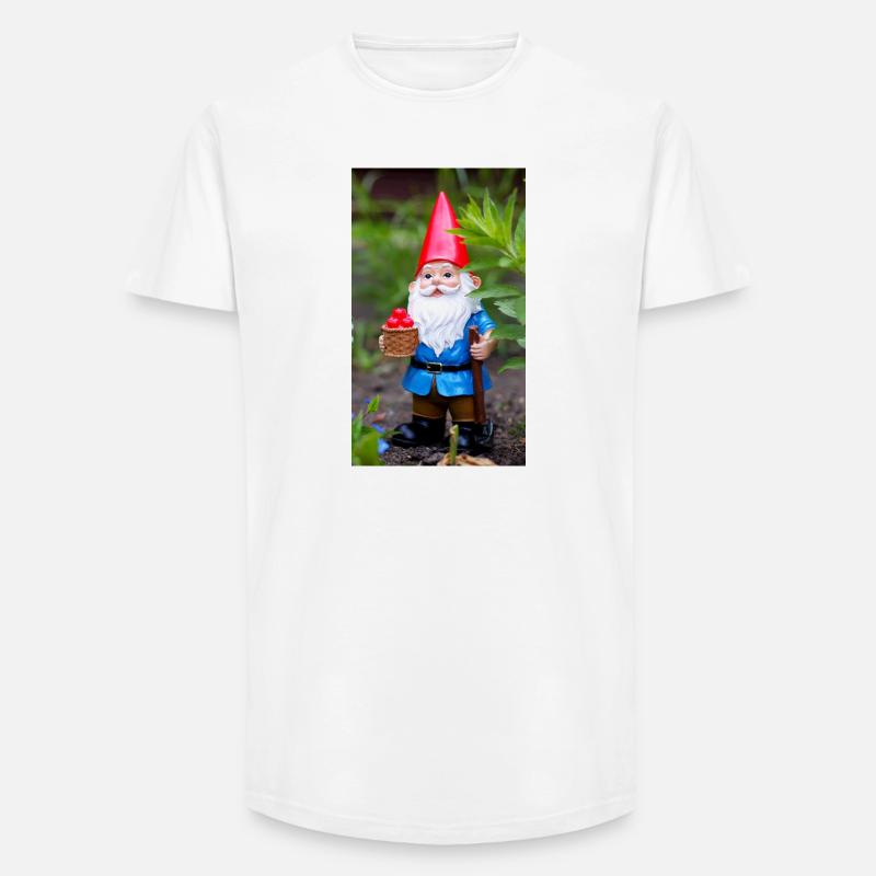 Gartengnom mit Korb - Long Fit Männer T-Shirt - Weiß